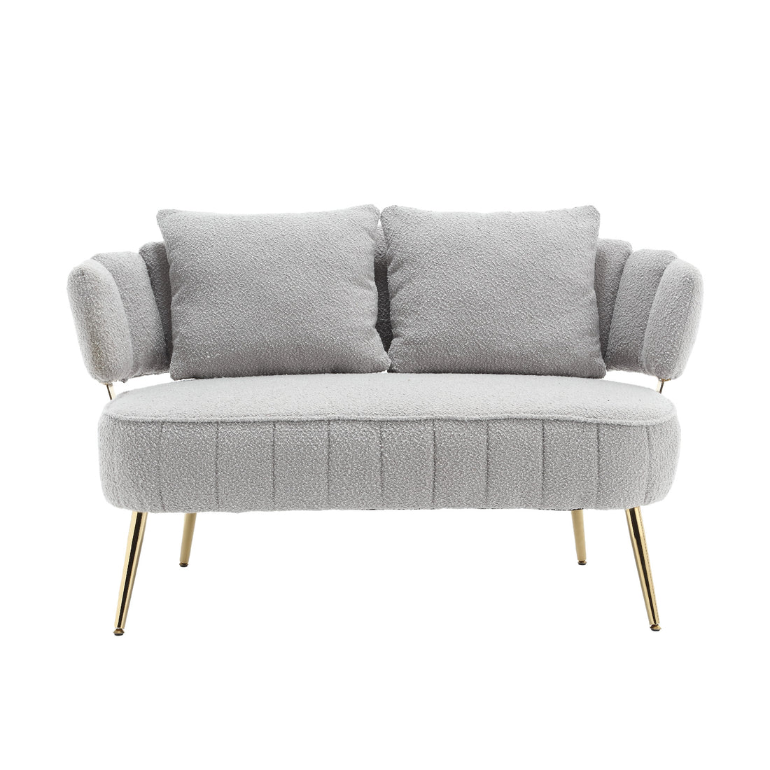 Coolmore Polyester Accent Sofa Modern Upholstered Armsofa Tufted Sofa With Metal Frame, Single Leisure Sofa For Living Room Bedroom Office Balcony Gray Boucle