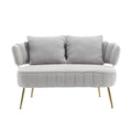 Coolmore Polyester Accent Sofa Modern Upholstered Armsofa Tufted Sofa With Metal Frame, Single Leisure Sofa For Living Room Bedroom Office Balcony Gray Boucle