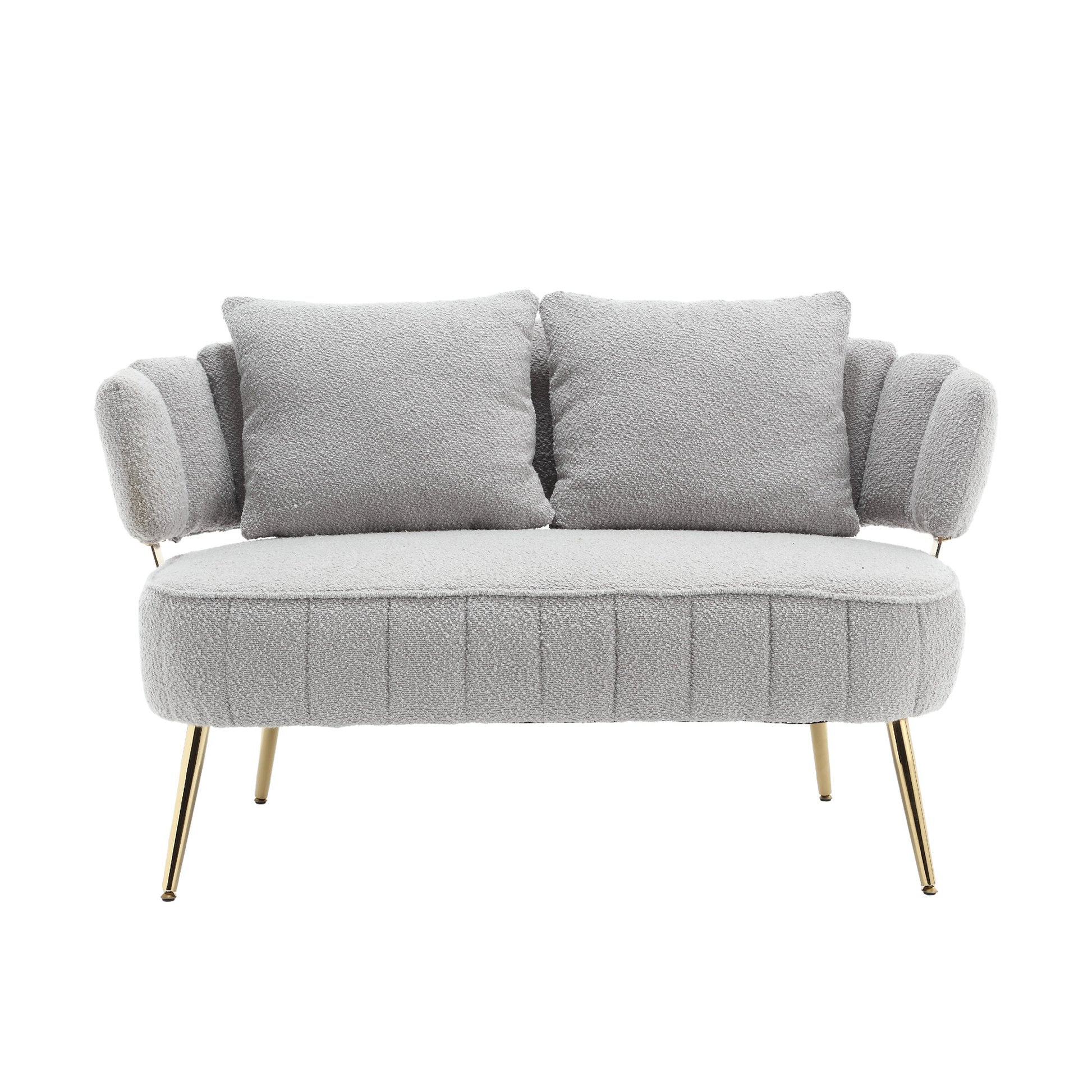 Coolmore Polyester Accent Sofa Modern Upholstered Armsofa Tufted Sofa With Metal Frame, Single Leisure Sofa For Living Room Bedroom Office Balcony Gray Boucle