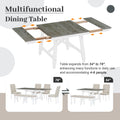 6 Piece Classic Dining Table Set, Rectangular Extendable Dining Table With Two 12