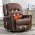 Massage Rocker Recliner Chair Rocking Chairs For Adults Oversized With Usb Charge Port Soft Features A Manual Massage And Heat.Brown Brown Faux Leather Manual Push Button Metal Soft Heavy Duty Square Arms Foam Metal & Wood