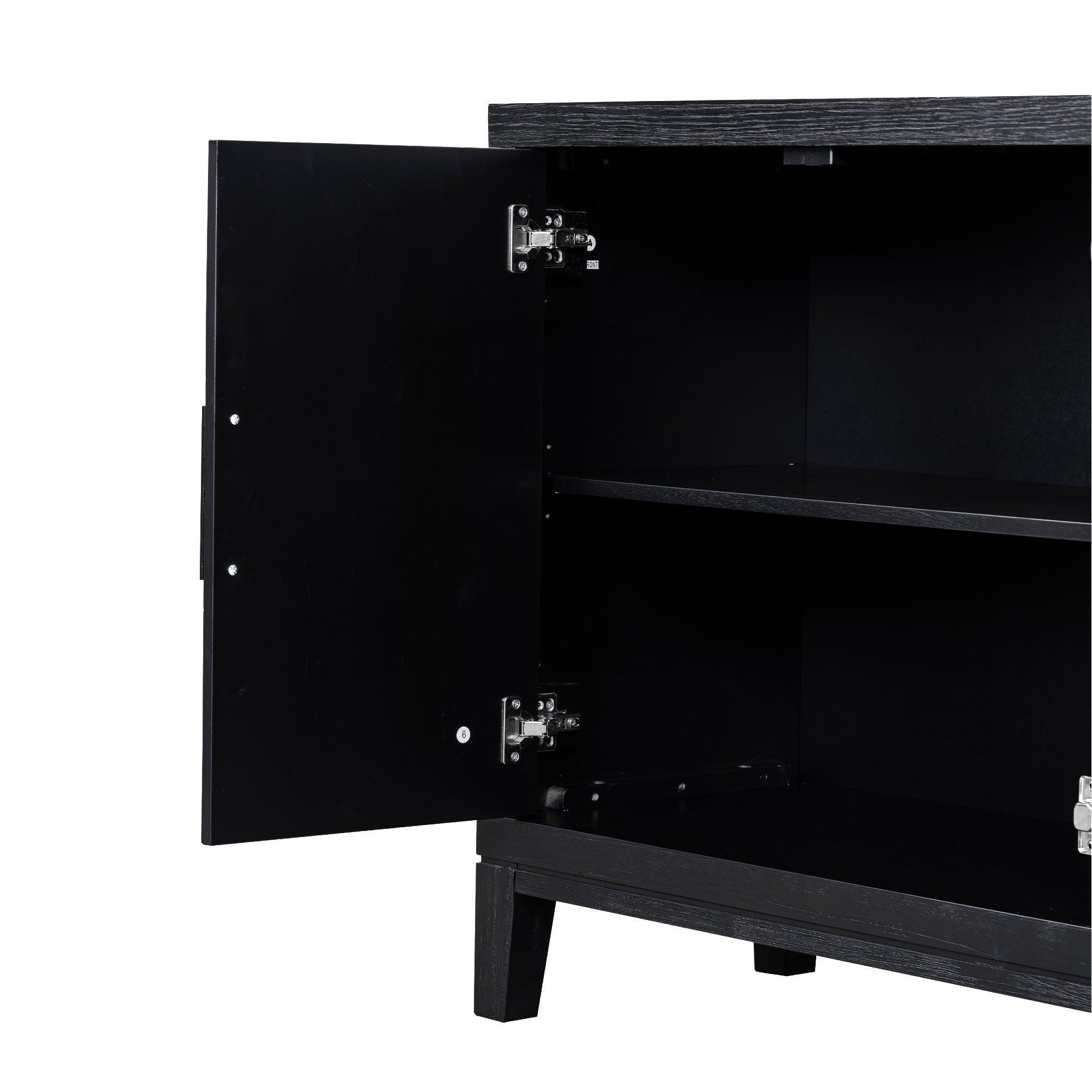 4 door Retro Sideboard with Adjustable Shelves black-mdf