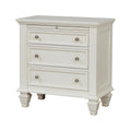 Cream White 3 Drawer Nightstand With Pull Out Tray Cream White White 3 Drawers Bedroom Drawer Storage Coastal Rubberwood Felt Lined Drawers White Wood