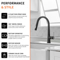 Touchless Kitchen Faucet,Hands Free Automatic Smart Kitchen Faucet Black Kitchen Contemporary Ceramic Brass