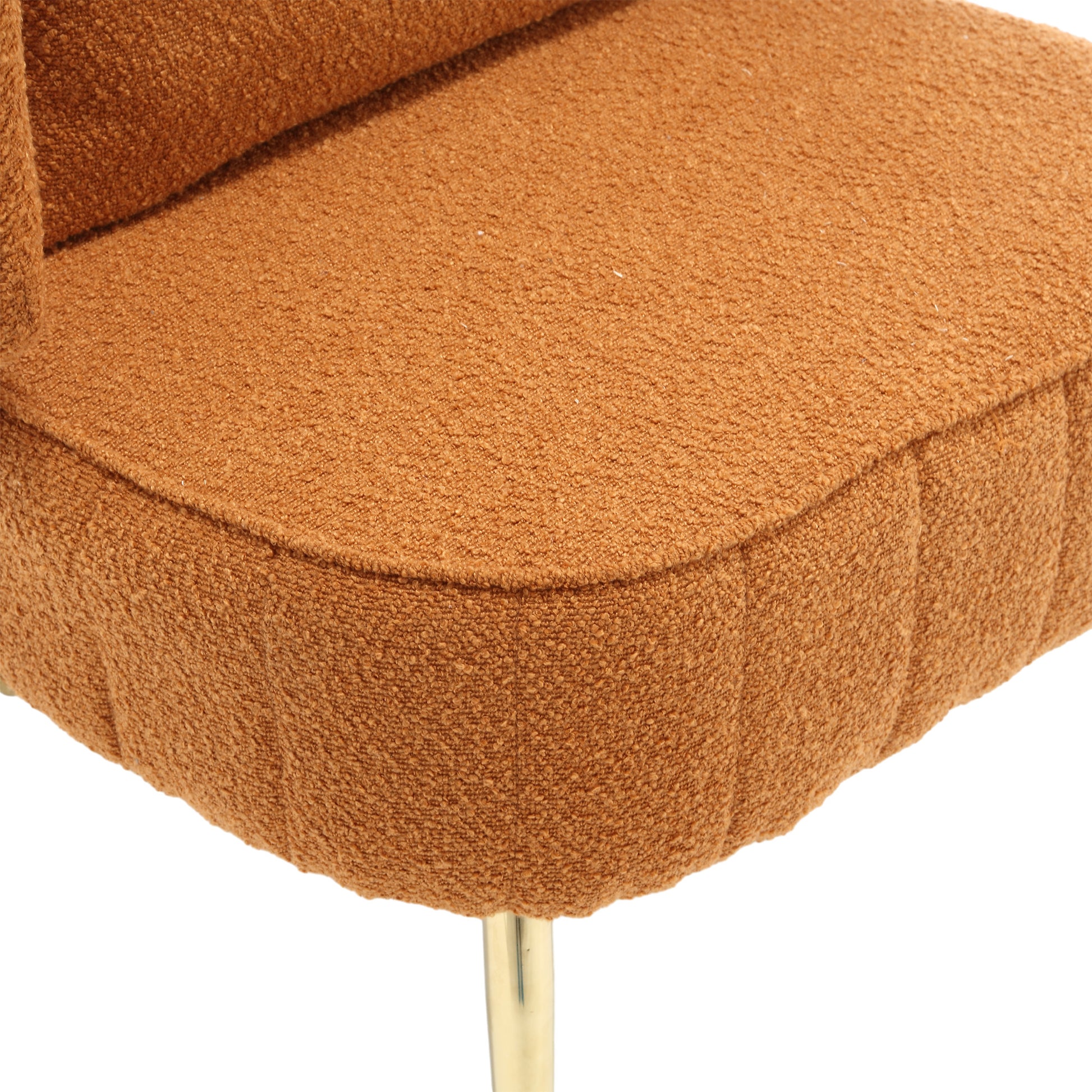 Coolmore Boucle Accent Chair Modern Upholstered Armchair Tufted Chair With Metal Frame, Single Leisure Chairs For Living Room Bedroom Orange Boucle