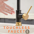 Touchless Kitchen Faucet,Hands Free Automatic Smart Kitchen Faucet Black Gold Kitchen Contemporary Ceramic Brass