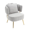 Coolmore Boucle Accent Chair Modern Upholstered Armchair Tufted Chair With Metal Frame, Single Leisure Chairs For Living Room Bedroom Gray Boucle