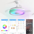 42 Inch Modern Invisible , 120V 3 Abs Blades Remote Control Reversible Dc Motor, With 36W Led Light Smart App Control, Past Etl White Pc