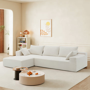 109*68" Modular Sectional Living Room Sofa Set, Modern Minimalist Style Couch, Upholstered Sleeper Sofa For Living Room, Bedroom, Salon, 2 Pc Free Combination, L Shape, Cream Cream Foam Chenille 4 Seat