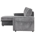 Upholstery Sleeper Sectional Sofa With Storage Bags And 2 Cup Holders On Arms Gray Wood Cushion Back Square Arms Polyester 3 Seat