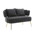 Coolmore Polyester Accent Sofa Modern Upholstered Armsofa Tufted Sofa With Metal Frame, Single Leisure Sofa For Living Room Bedroom Office Balcony Black Boucle