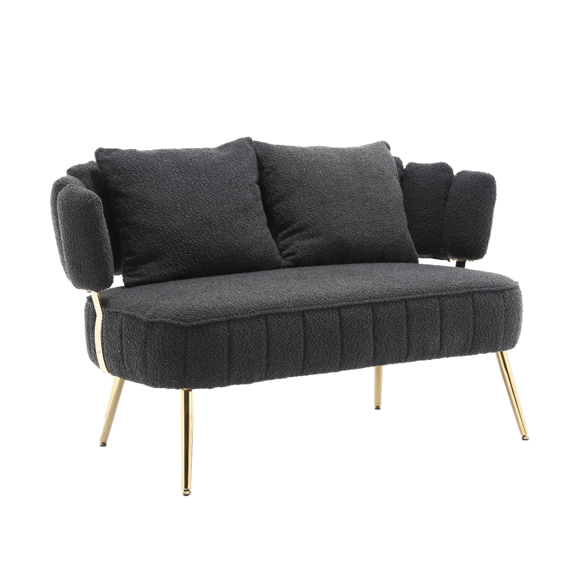Coolmore Polyester Accent Sofa Modern Upholstered Armsofa Tufted Sofa With Metal Frame, Single Leisure Sofa For Living Room Bedroom Office Balcony Black Boucle