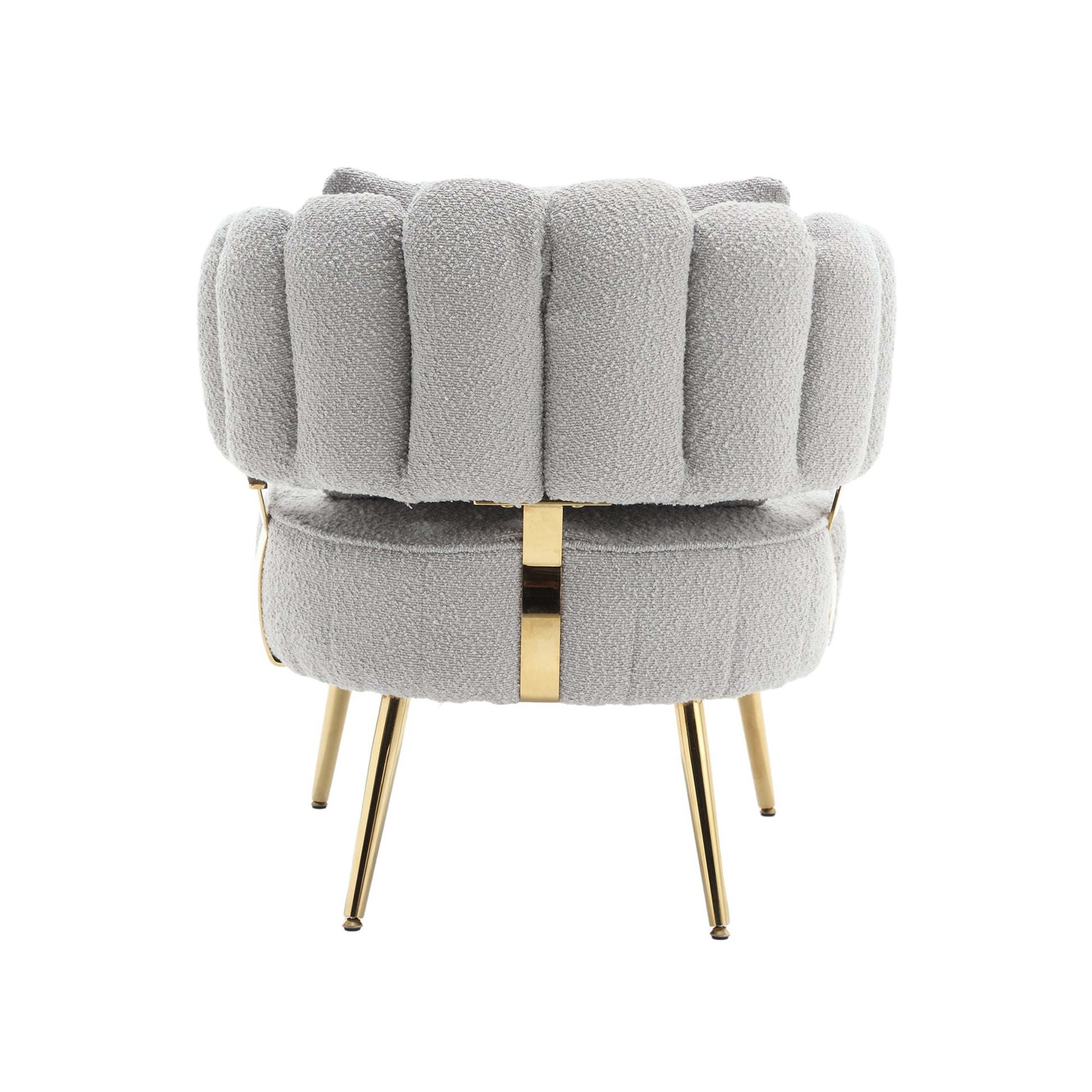 Coolmore Boucle Accent Chair Modern Upholstered Armchair Tufted Chair With Metal Frame, Single Leisure Chairs For Living Room Bedroom Gray Boucle