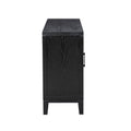 4 Door Retro Sideboard With Adjustable Shelves, Two Large Cabinet With Long Handle, For Living Room And Dining Room Black Black Mdf