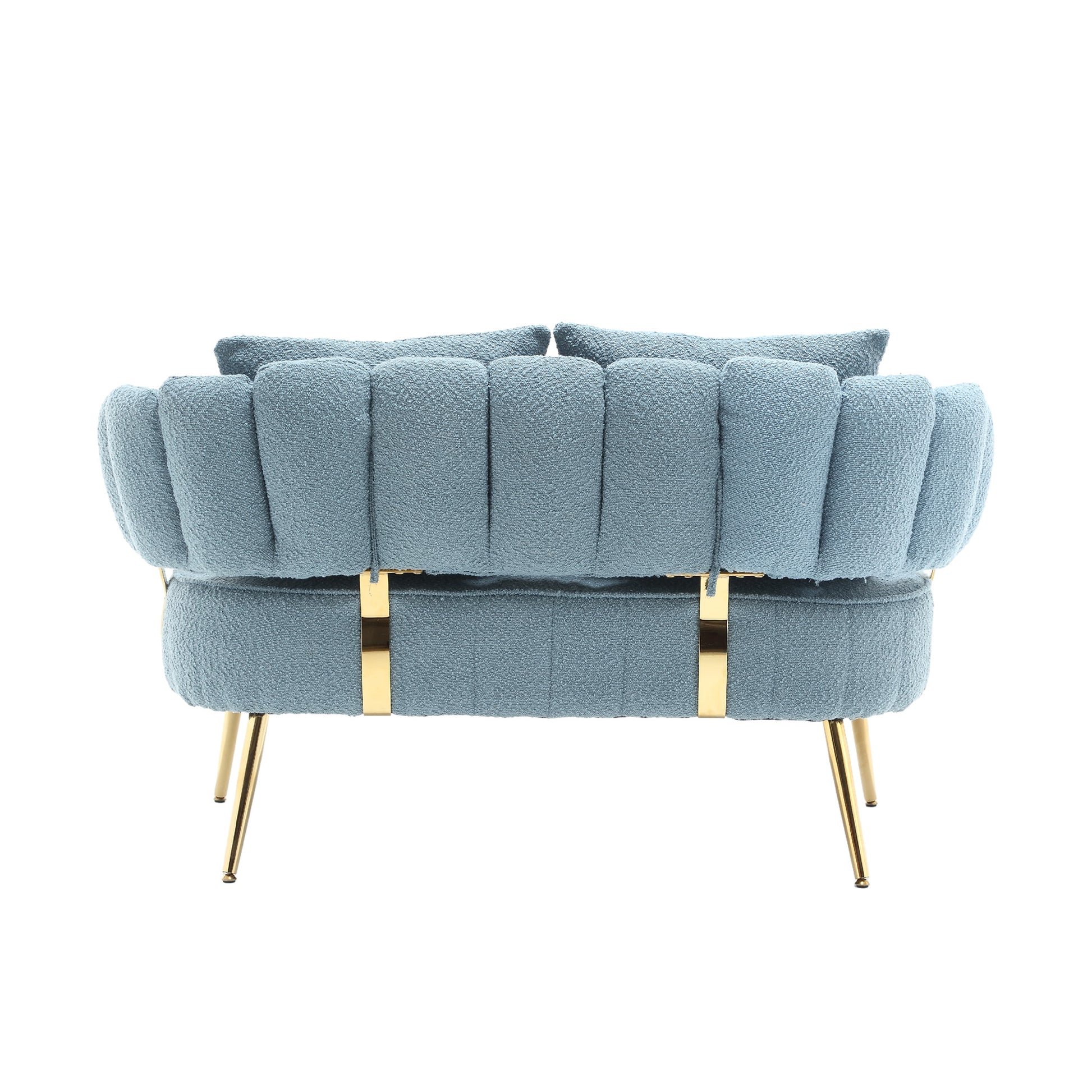 Coolmore Polyester Accent Sofa Modern Upholstered Armsofa Tufted Sofa With Metal Frame, Single Leisure Sofa For Living Room Bedroom Office Balcony Light Blue Boucle
