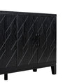 4 Door Retro Sideboard With Adjustable Shelves, Two Large Cabinet With Long Handle, For Living Room And Dining Room Black Black Mdf