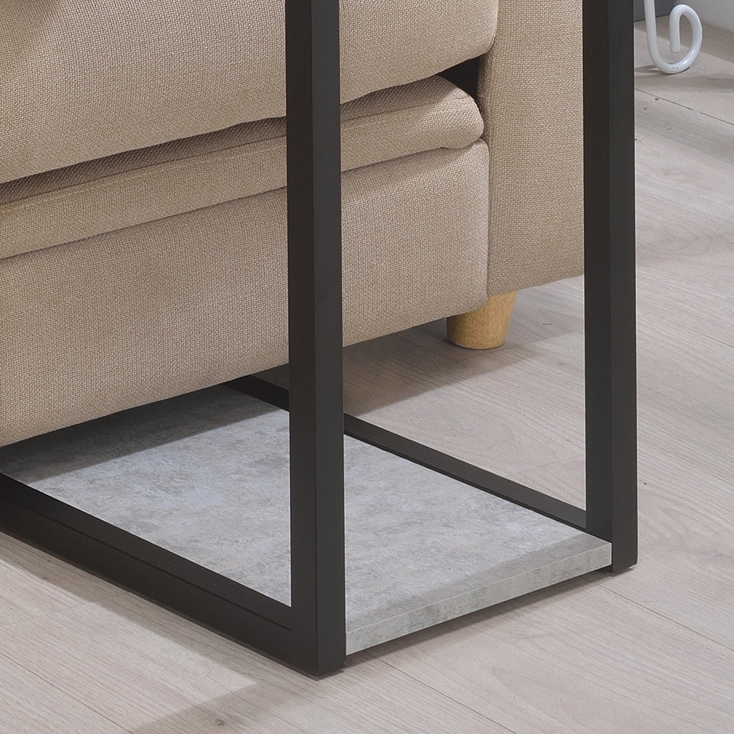 Cement And Black Snack Table Cement Grey Gray Primary Living Space Industrial Freestanding Rectangular Coffee & End Tables Wood