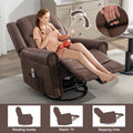 Massage Rocker Recliner Chair Rocking Chairs For Adults Oversized With Usb Charge Port Soft Features A Manual Massage And Heat.Brown Brown Faux Leather Manual Push Button Metal Soft Heavy Duty Square Arms Foam Metal & Wood