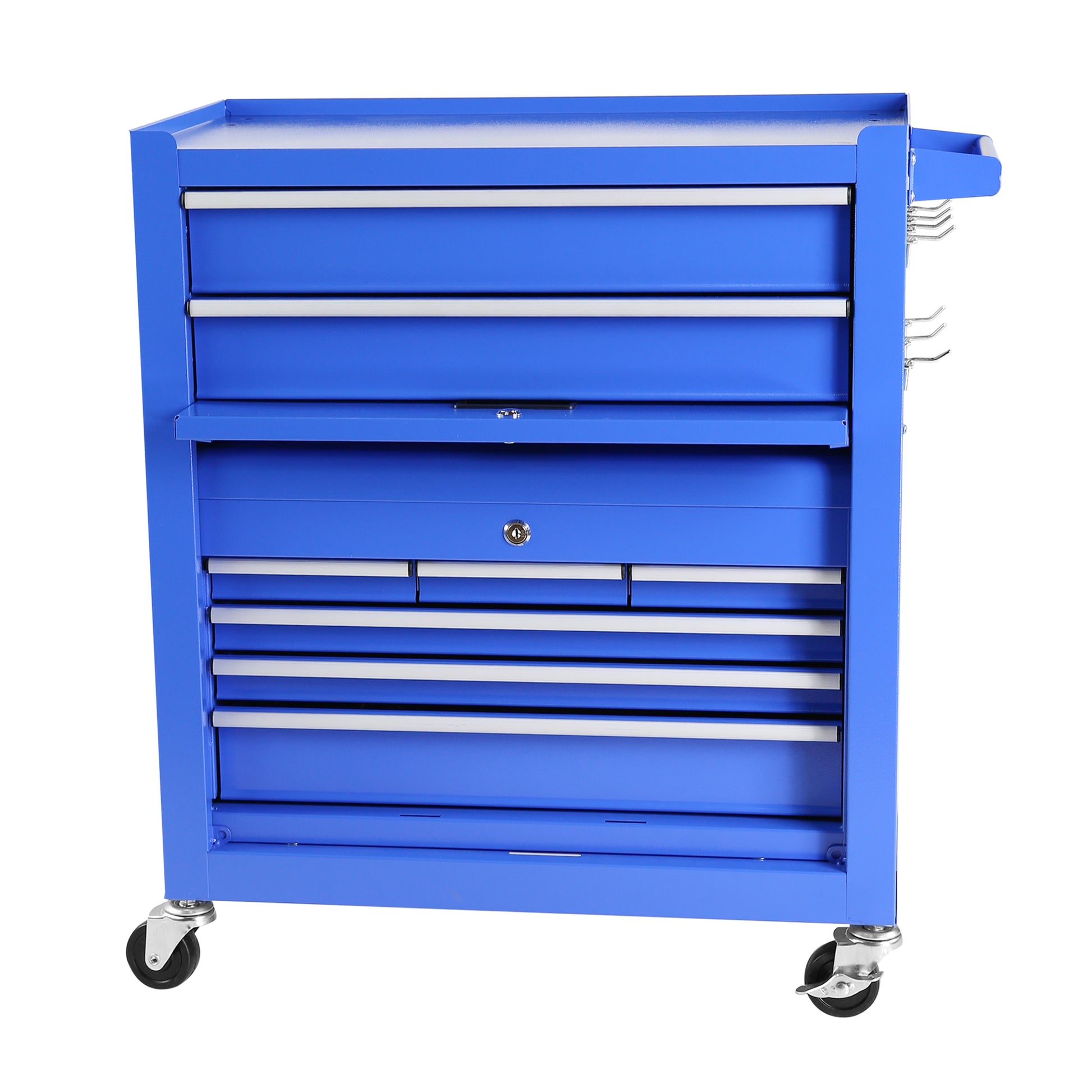 Rolling Tool Chest With Wheels And 8 Drawers, Detachable Large Tool Cabinet With Lock For Garage, Locking Mechanic Tool Cart With Black Liner For Warehouse, Workshop, High Capacity Blue Steel