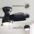 23 Inch Bedroom Ceiling Fan With 3 Color Dimmable 3 black-abs