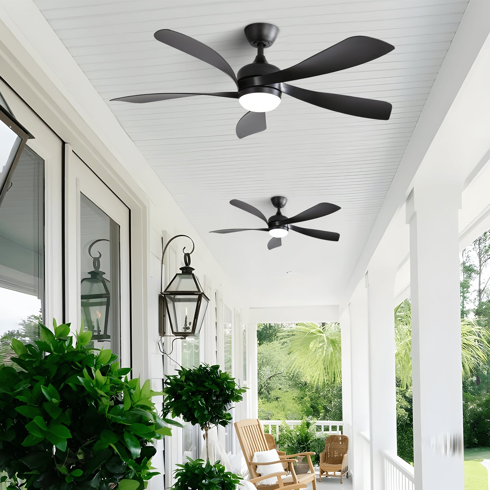 52 Inch Modern Ceiling Fan With 3 Color Dimmable 5 ABS black-abs