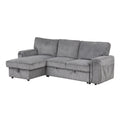 Upholstery Sleeper Sectional Sofa With Storage Bags And 2 Cup Holders On Arms Gray Wood Cushion Back Square Arms Polyester 3 Seat