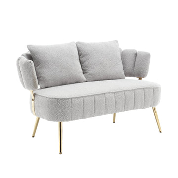 Coolmore Polyester Accent Sofa Modern Upholstered Armsofa Tufted Sofa With Metal Frame, Single Leisure Sofa For Living Room Bedroom Office Balcony Gray Boucle