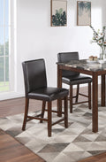 Classic Stylish Espresso Finish 5Pc Counter Height Dining Set Kitchen Dinette Faux Marble Top Table And 4X High Chairs Faux Leather Cushions Seats Dining Room Upholstered Chair Wood Espresso Solid Back Seats 4 Brown Wood Dining Room