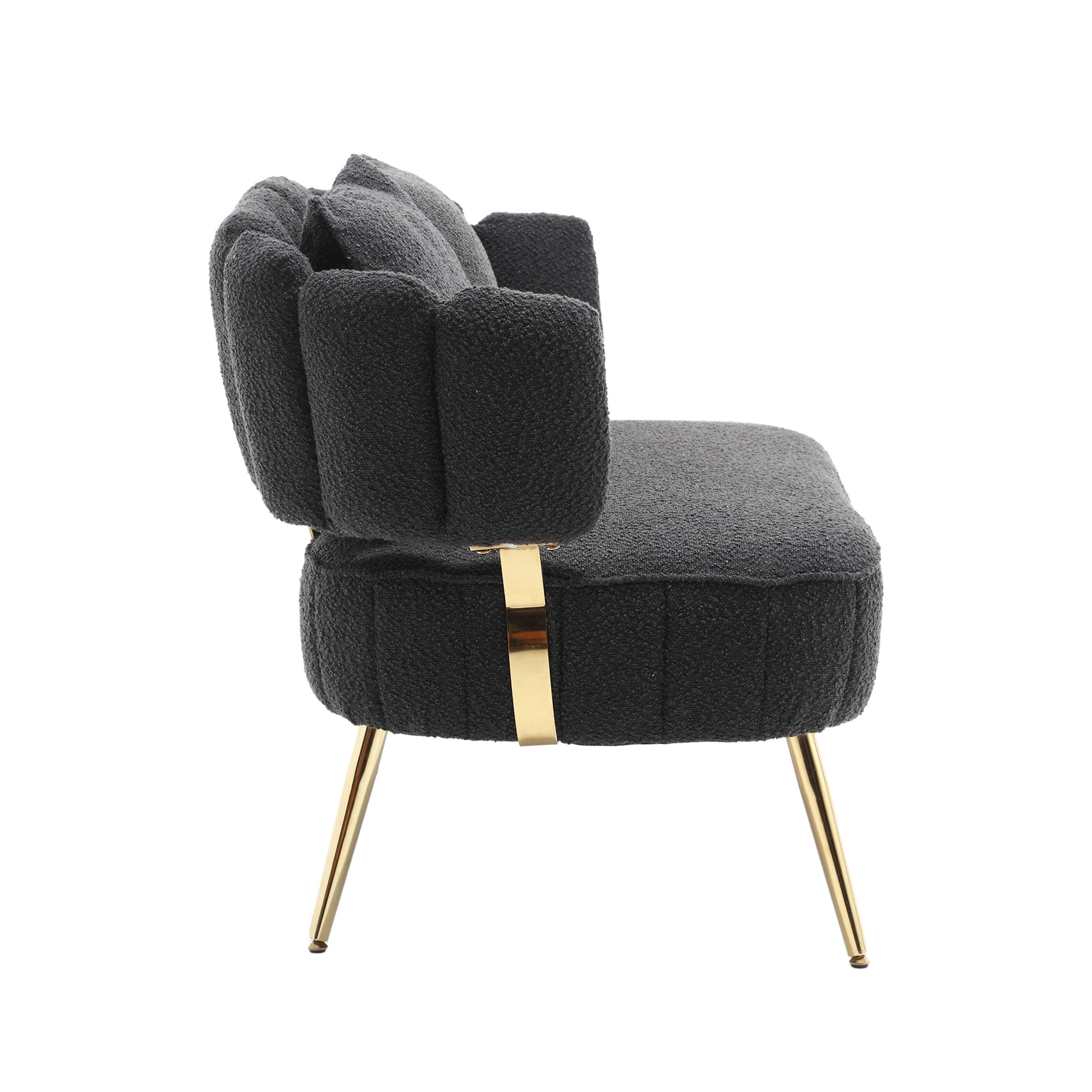 Coolmore Polyester Accent Sofa Modern Upholstered Armsofa Tufted Sofa With Metal Frame, Single Leisure Sofa For Living Room Bedroom Office Balcony Black Boucle