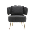 Coolmore Boucle Accent Chair Modern Upholstered Armchair Tufted Chair With Metal Frame, Single Leisure Chairs For Living Room Bedroom Black Boucle