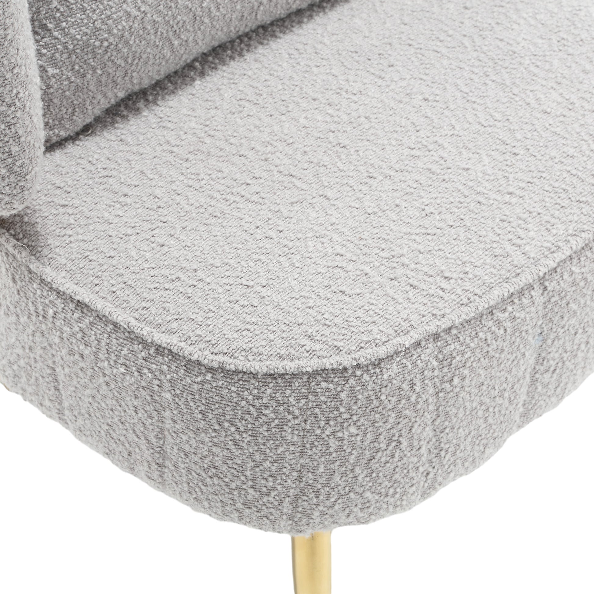 Coolmore Boucle Accent Chair Modern Upholstered Armchair Tufted Chair With Metal Frame, Single Leisure Chairs For Living Room Bedroom Gray Boucle