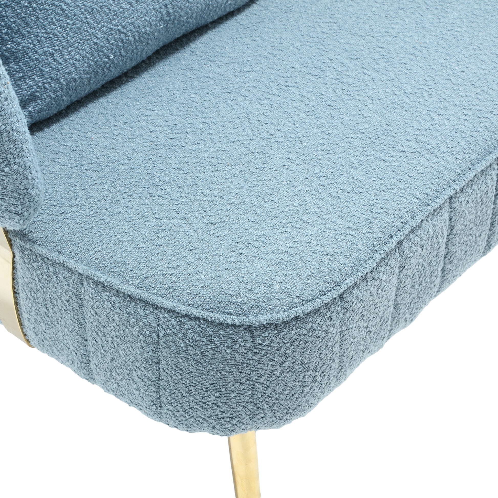 Coolmore Polyester Accent Sofa Modern Upholstered Armsofa Tufted Sofa With Metal Frame, Single Leisure Sofa For Living Room Bedroom Office Balcony Light Blue Boucle