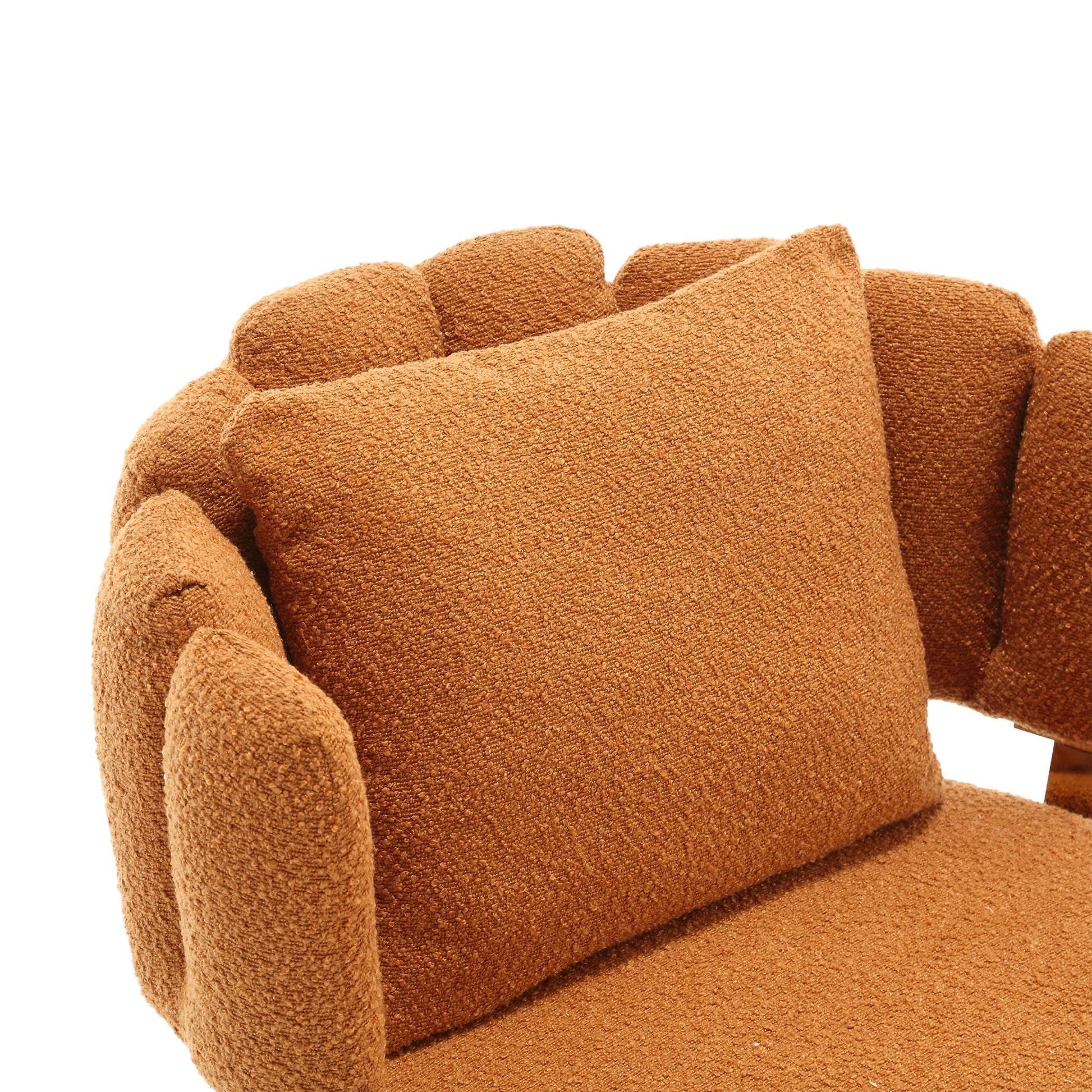 Coolmore Boucle Accent Chair Modern Upholstered Armchair Tufted Chair With Metal Frame, Single Leisure Chairs For Living Room Bedroom Orange Boucle