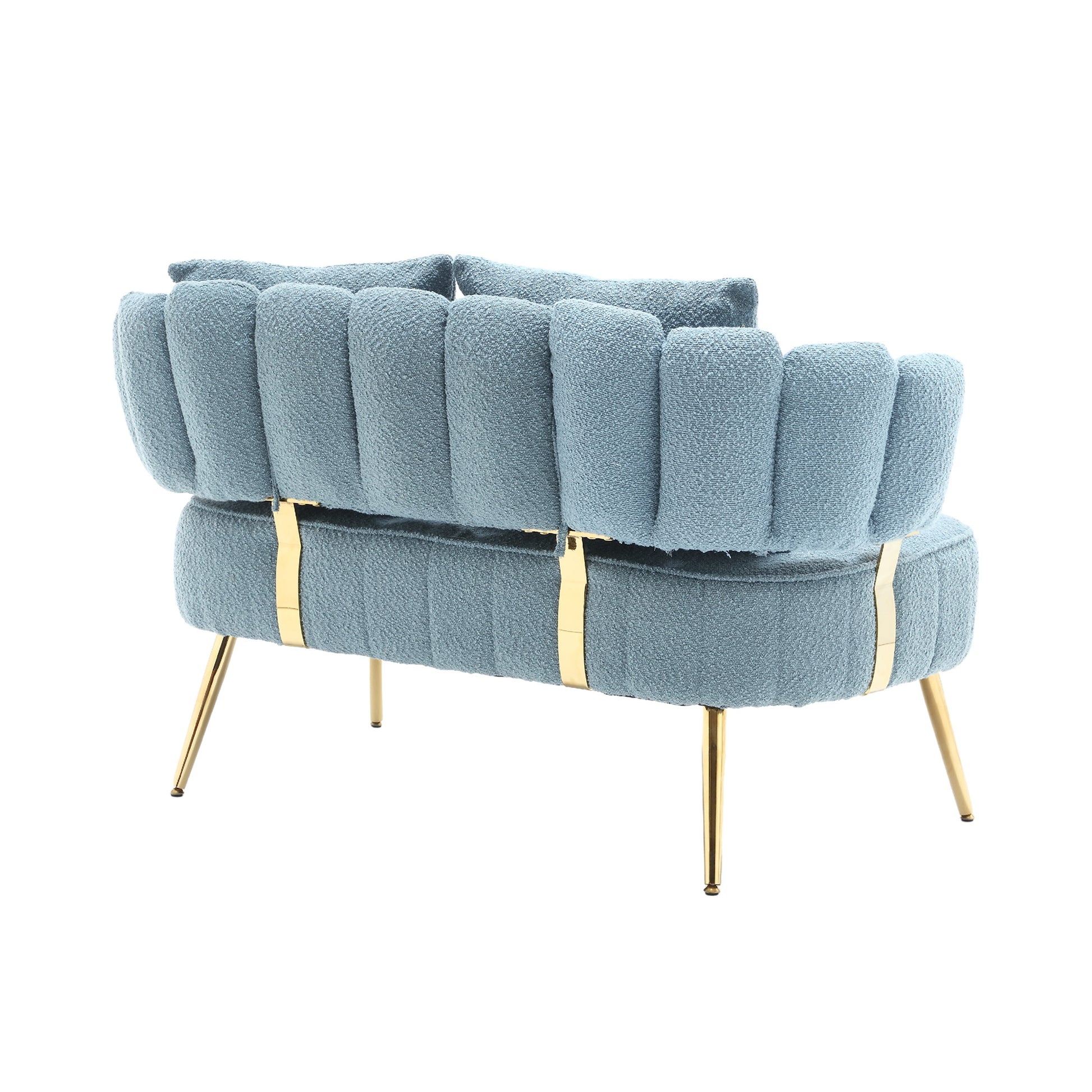 Coolmore Polyester Accent Sofa Modern Upholstered Armsofa Tufted Sofa With Metal Frame, Single Leisure Sofa For Living Room Bedroom Office Balcony Light Blue Boucle