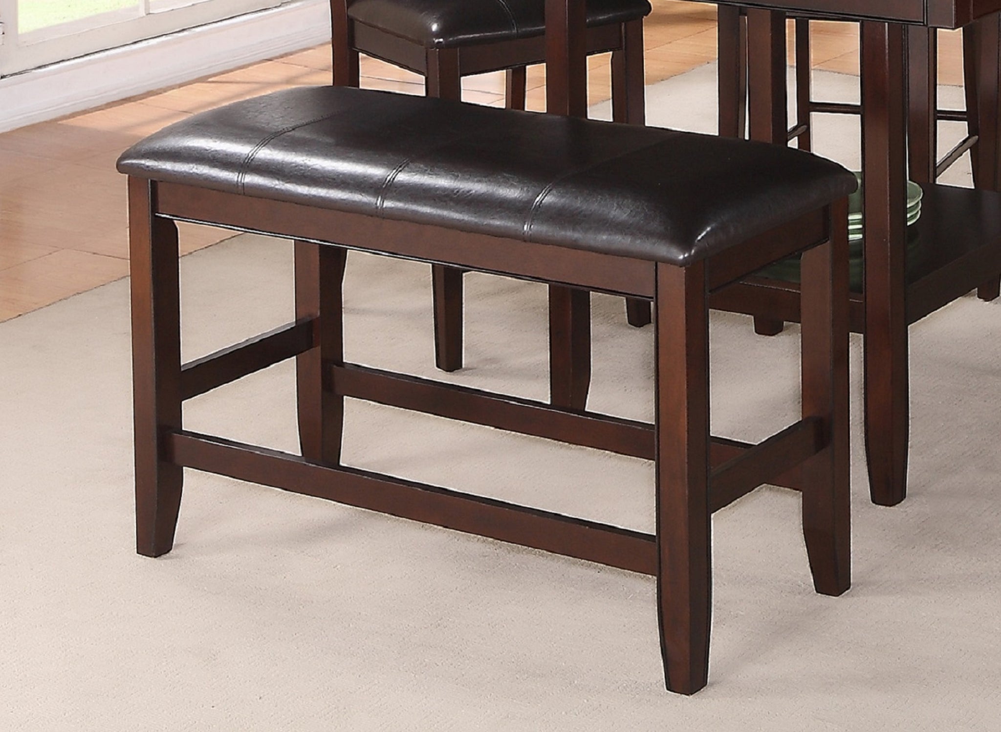 Farmhouse Style 1pc Brown Espresso Counter Height espresso-faux leather-dining