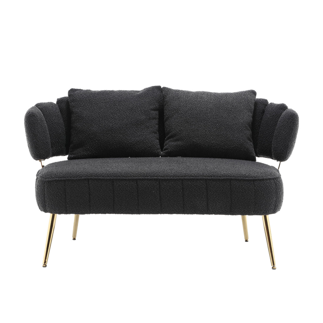 Coolmore Polyester Accent Sofa Modern Upholstered Armsofa Tufted Sofa With Metal Frame, Single Leisure Sofa For Living Room Bedroom Office Balcony Black Boucle
