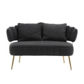 Coolmore Polyester Accent Sofa Modern Upholstered Armsofa Tufted Sofa With Metal Frame, Single Leisure Sofa For Living Room Bedroom Office Balcony Black Boucle