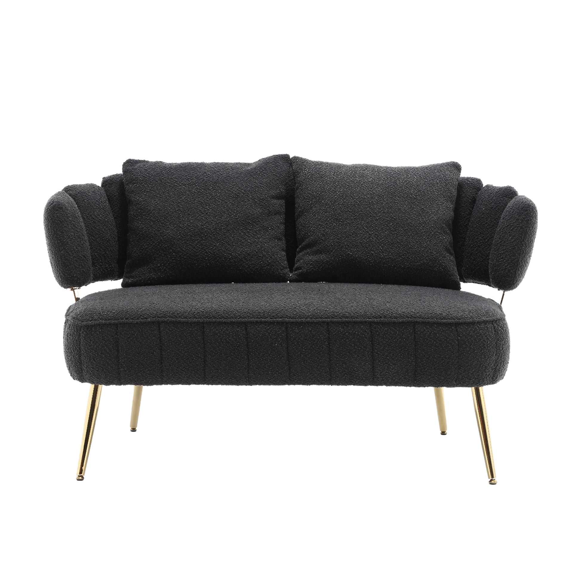 Coolmore Polyester Accent Sofa Modern Upholstered Armsofa Tufted Sofa With Metal Frame, Single Leisure Sofa For Living Room Bedroom Office Balcony Black Boucle