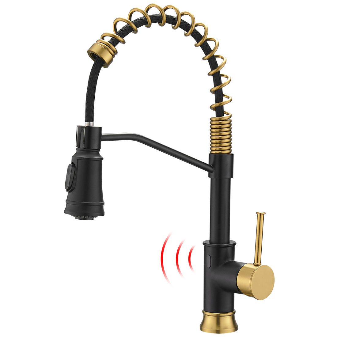 Touchless Kitchen Faucet,Hands Free Automatic Smart Kitchen Faucet Black Gold Kitchen Contemporary Ceramic Brass