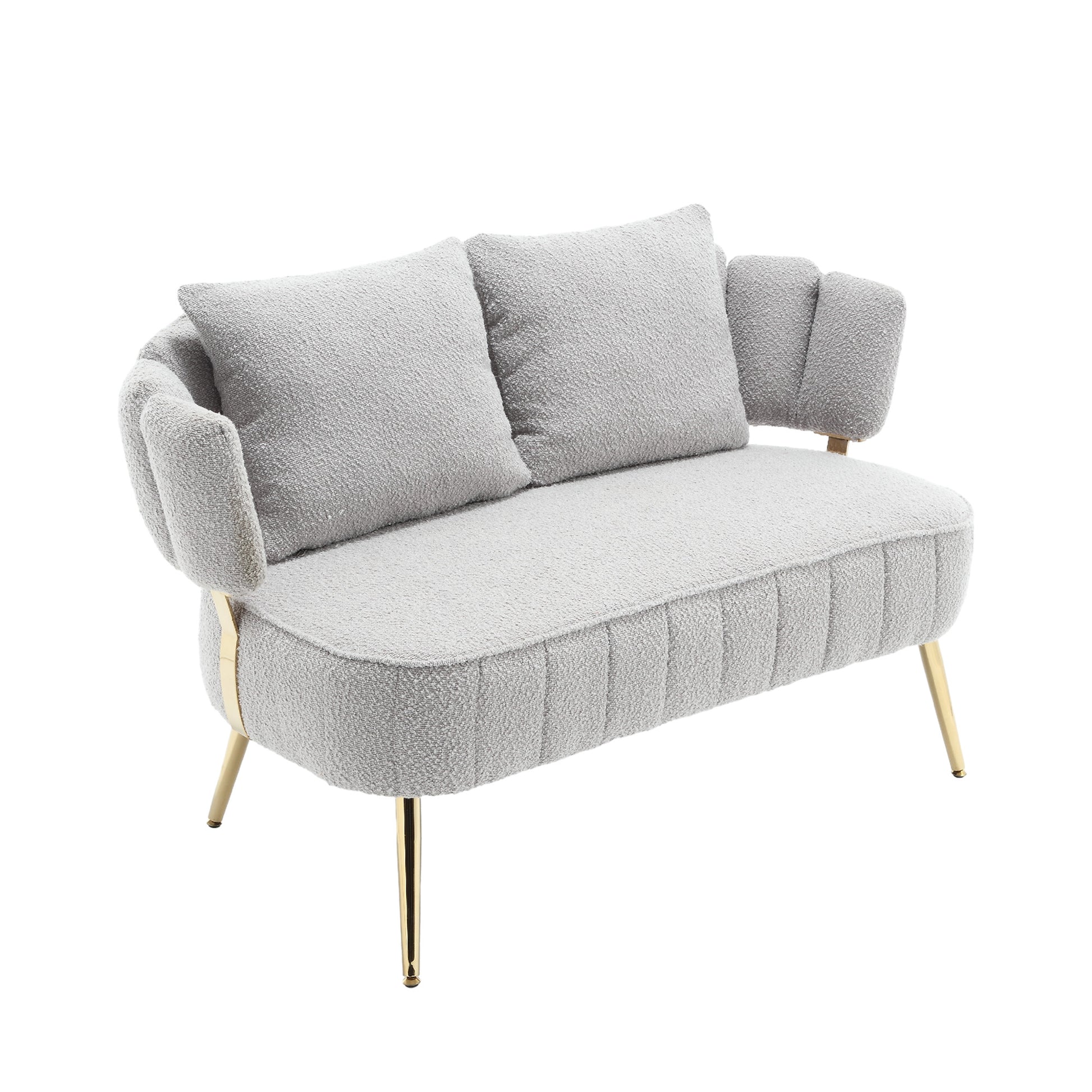 Coolmore Polyester Accent Sofa Modern Upholstered Armsofa Tufted Sofa With Metal Frame, Single Leisure Sofa For Living Room Bedroom Office Balcony Gray Boucle