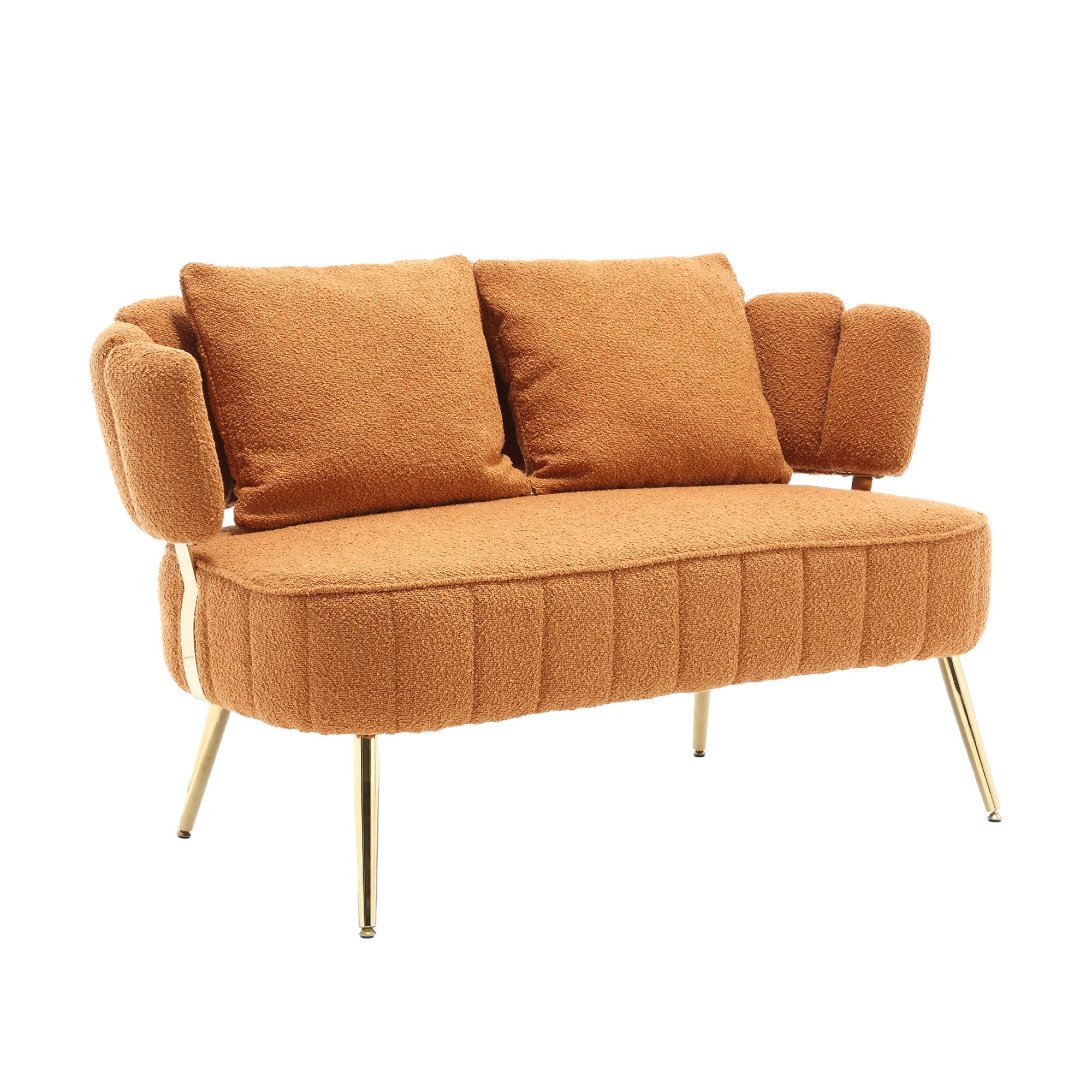 Coolmore Polyester Accent Sofa Modern Upholstered Armsofa Tufted Sofa With Metal Frame, Single Leisure Sofa For Living Room Bedroom Office Balcony Orange Boucle