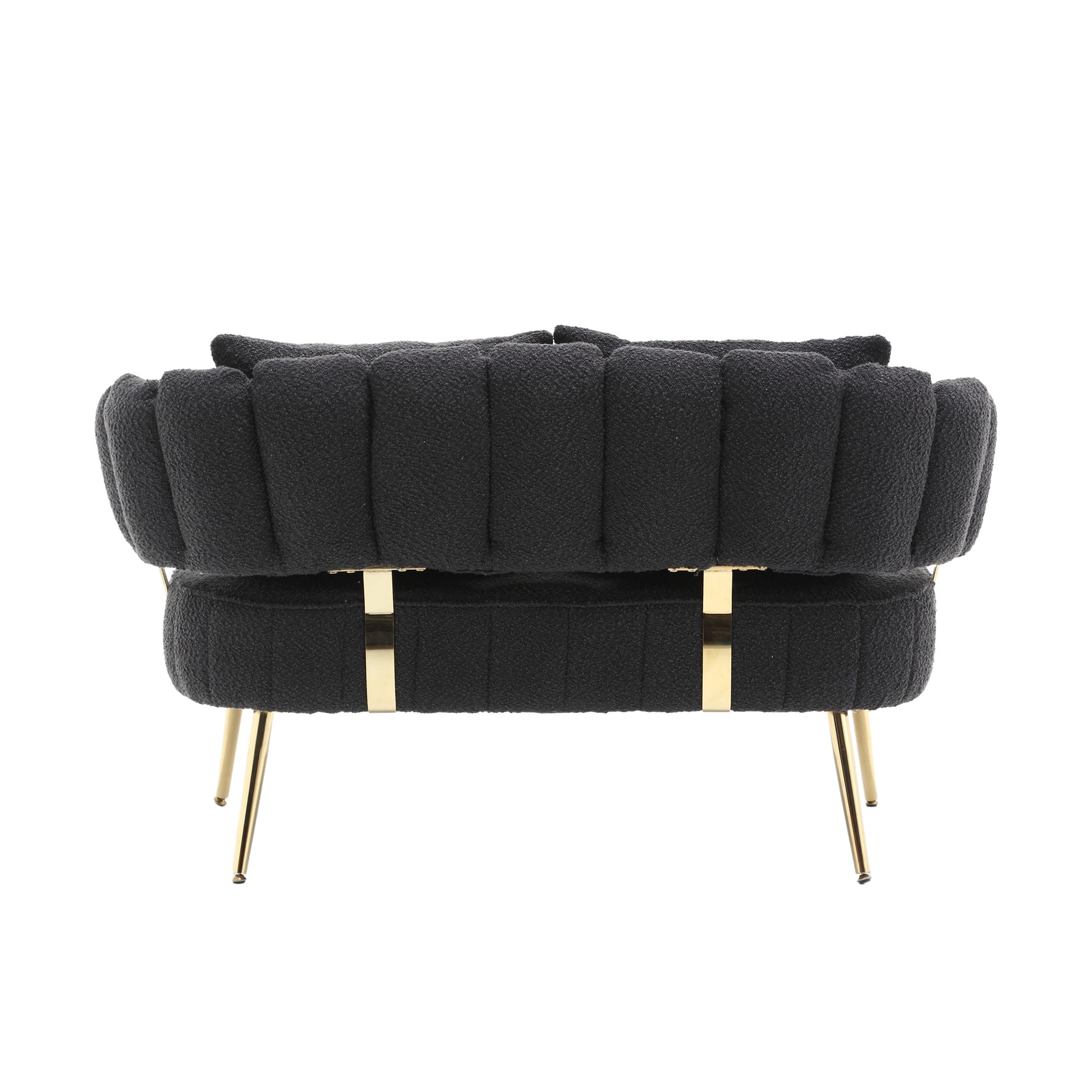 Coolmore Polyester Accent Sofa Modern Upholstered Armsofa Tufted Sofa With Metal Frame, Single Leisure Sofa For Living Room Bedroom Office Balcony Black Boucle