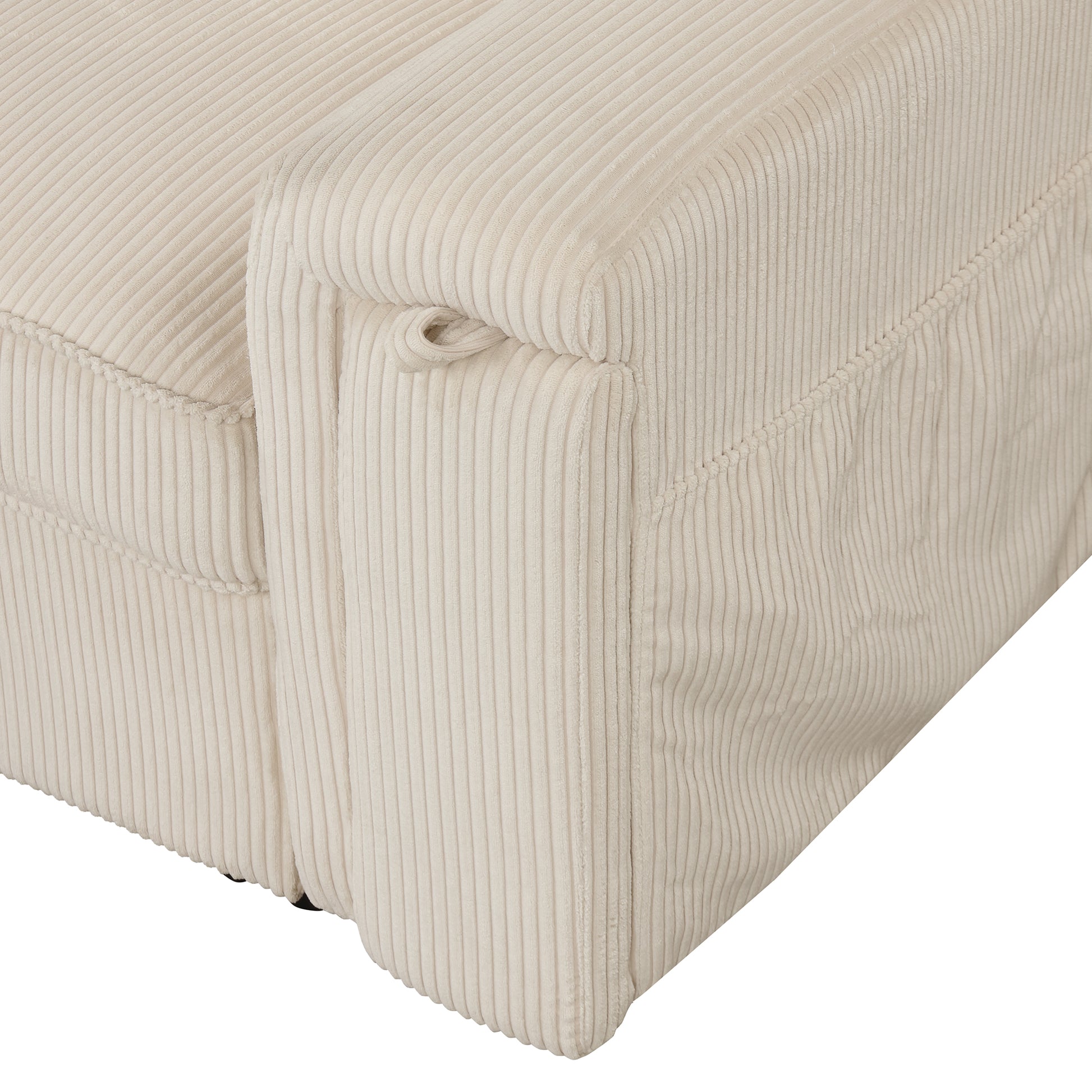 Upholstery Sleeper Sectional Sofa With Storage Bags And 2 Cup Holders On Arms Beige Wood Cushion Back Square Arms Polyester 3 Seat