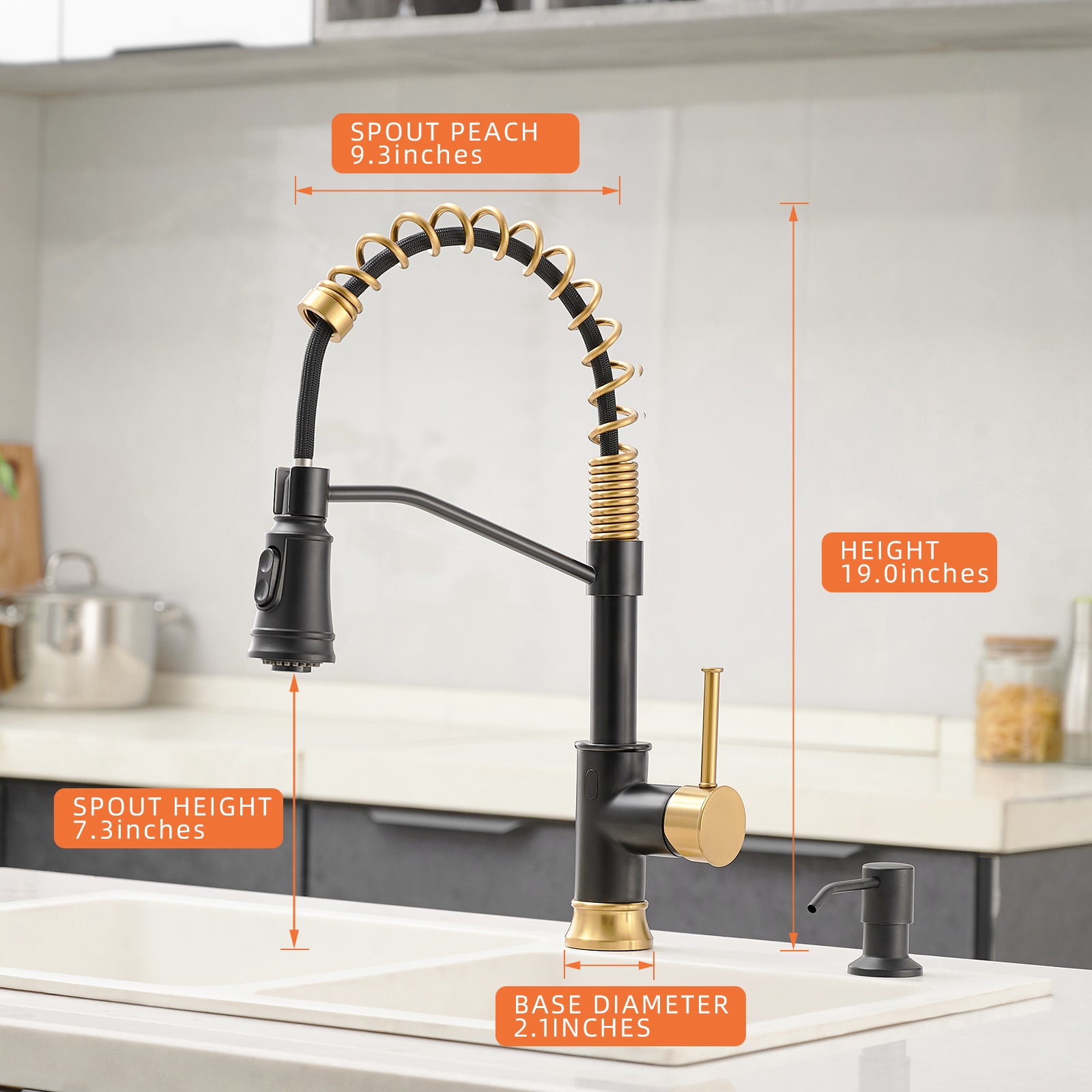 Touchless Kitchen Faucet,Hands Free Automatic Smart Kitchen Faucet Black Gold Kitchen Contemporary Ceramic Brass