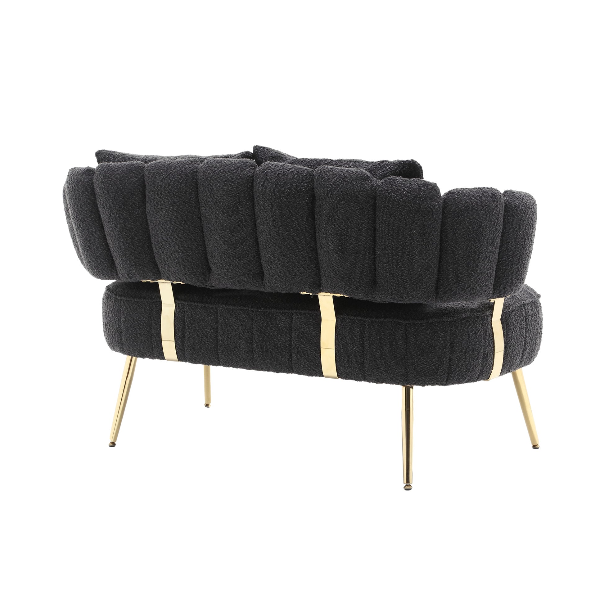 Coolmore Polyester Accent Sofa Modern Upholstered Armsofa Tufted Sofa With Metal Frame, Single Leisure Sofa For Living Room Bedroom Office Balcony Black Boucle