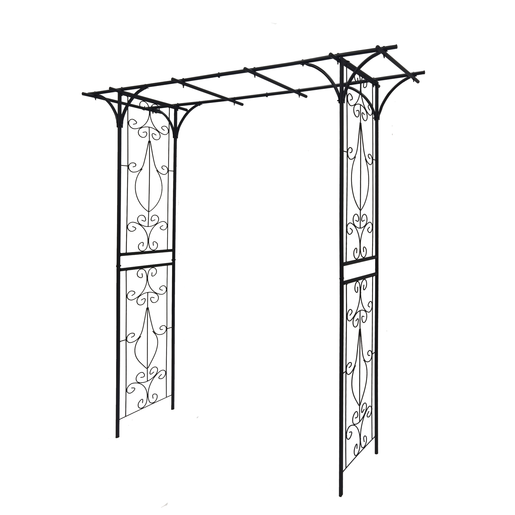 Metal Garden Arch L80.3'' X W20.47'' X H81.1'' Climbing Plants Support Rose Arch Outdoor Black Black Iron