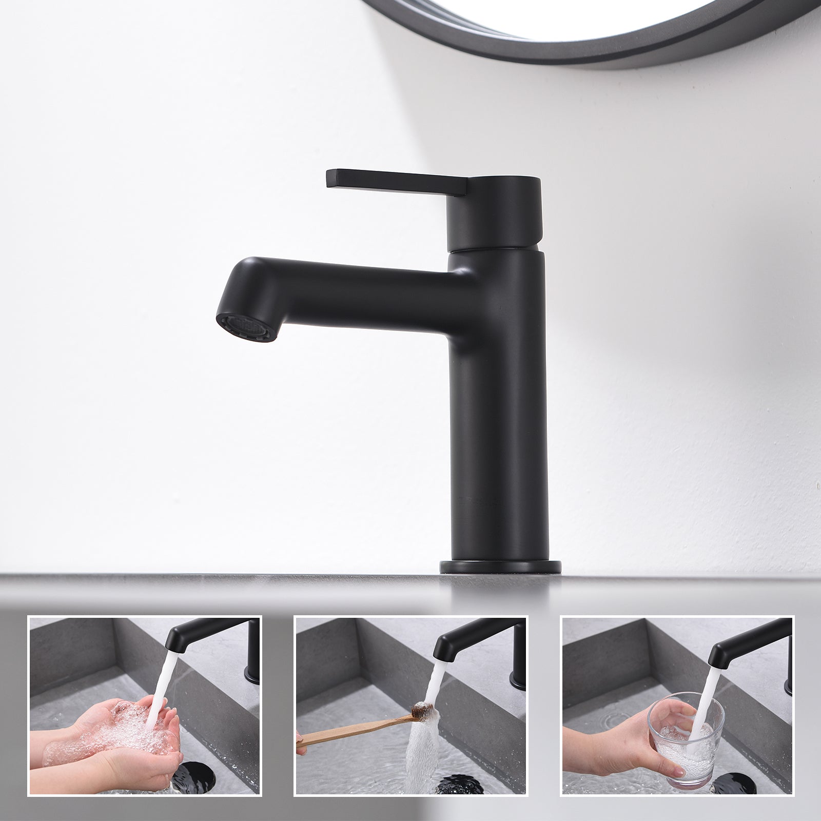 Matte Black Bathroom Faucet For Sink 1 Hole,