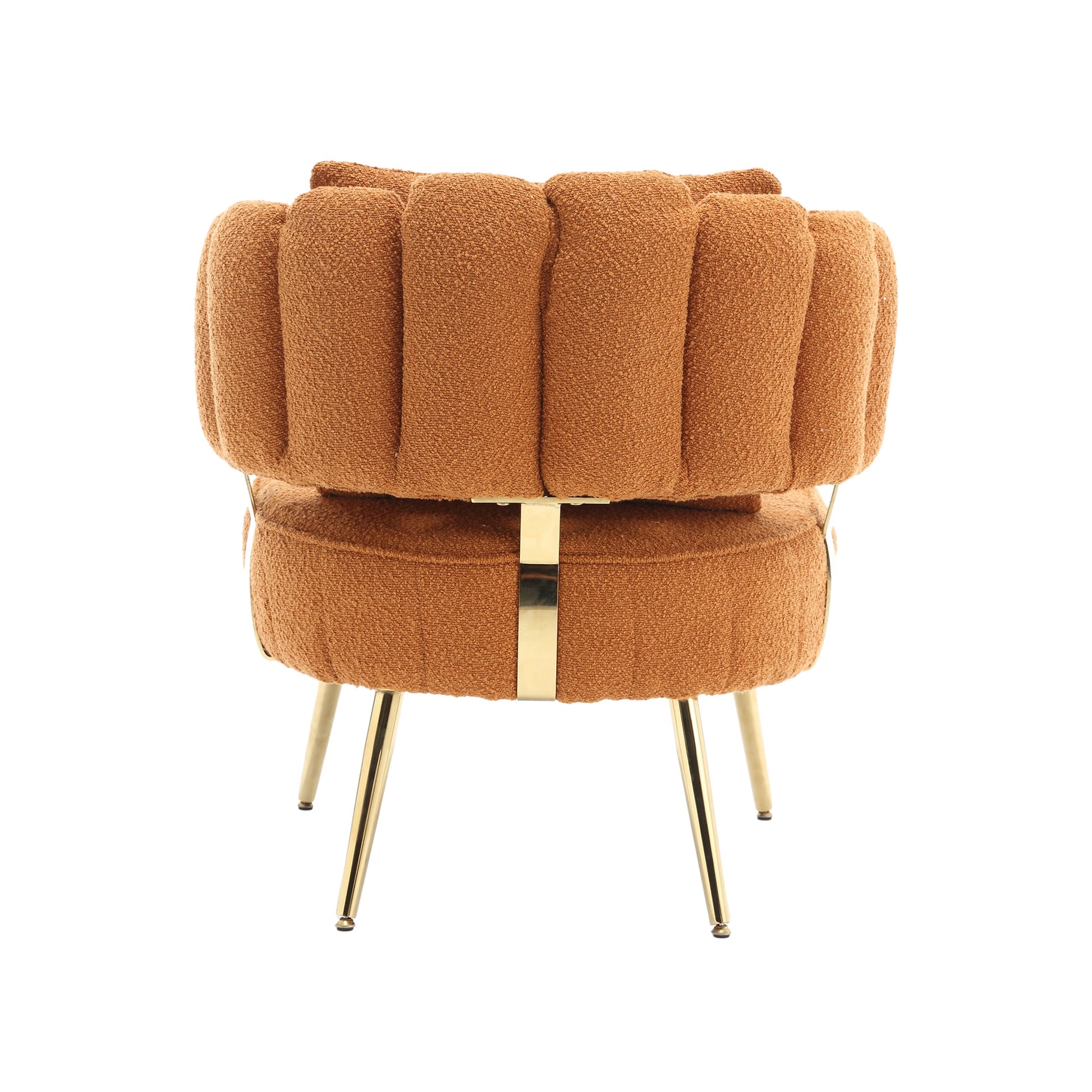 Coolmore Boucle Accent Chair Modern Upholstered Armchair Tufted Chair With Metal Frame, Single Leisure Chairs For Living Room Bedroom Orange Boucle