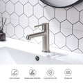 Brushed Nickel Bathroom Faucet For Sink 1 Hole, Bathroom Sink Faucet Single Handle, Modern Bathroom Basin Faucet Bathroom Knob Handles Geometric One Brushed Nickel Side Sprayer Deck Mounted Cartridge Valve Single Hole Faucets Nickel Contemporary 1 Hole