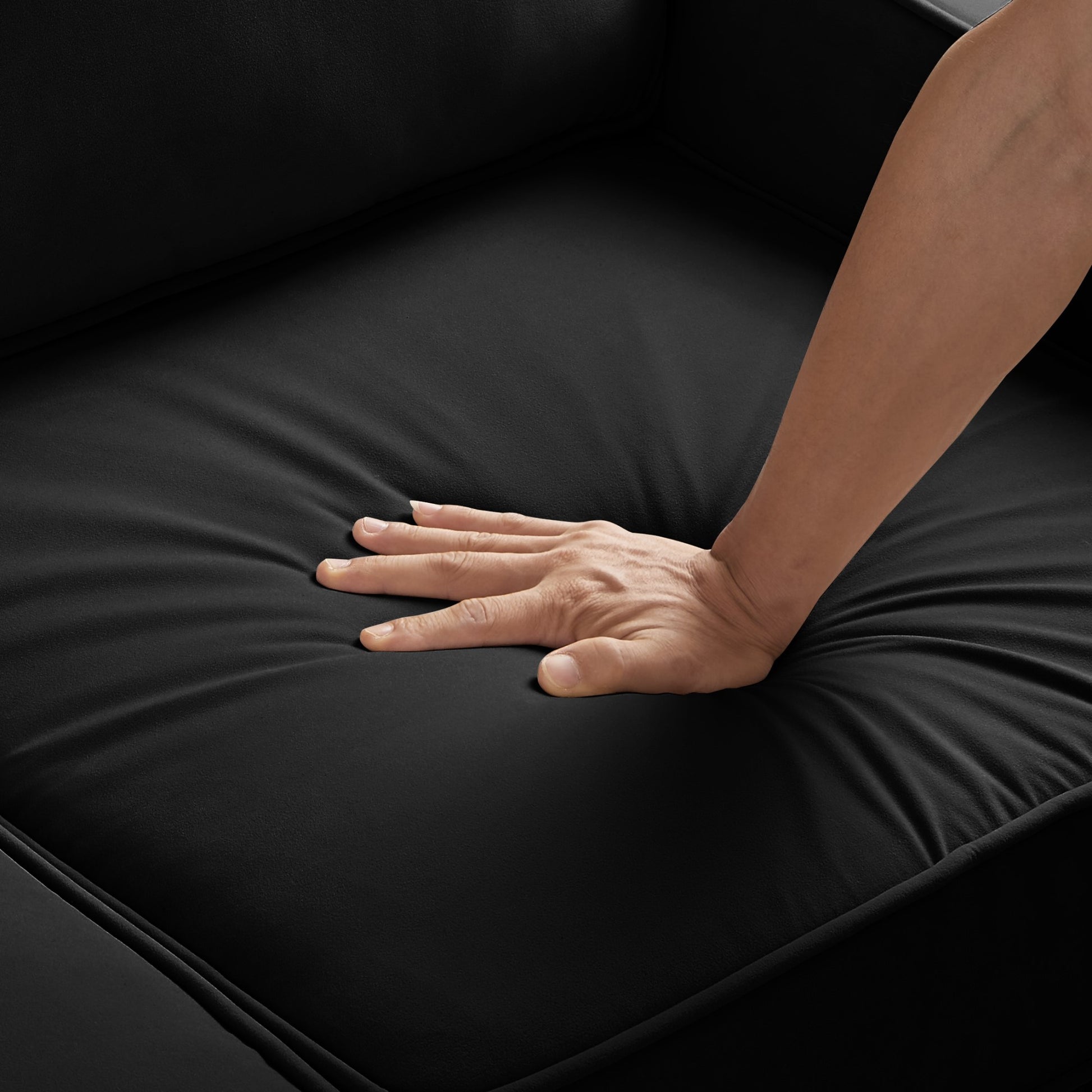 Modern Armchair, Living Room Single Seat Sofa Chair With Wooden Legs, Upholstered Velvet Accent Chair For Living Room, Bedroom,Black Black Espresso Velvet Wood Primary Living Space Medium Soft Cushion Back American Design Rubberwood Square Arms Foam